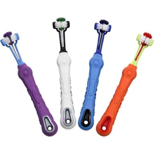 Three Sided Pet Toothbrush Dog Brush Addition Bad Breath Tartar Teeth Care Dog Cat Cleaning Mouth Dog Cat Cleaning Supplies