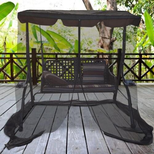 Outdoor Garden Patio Swing Chair Mosquito Net Anti-bug Cover Square Rocking Chair Double Zipper Opening Mesh Screen 125x155x200