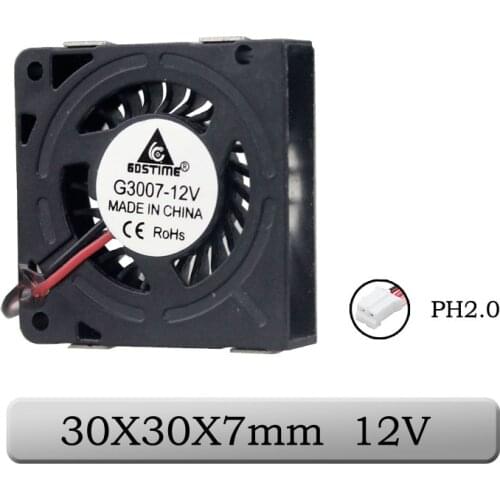 1 Piece Gdstime DC 3cm 30x30x7mm 12V Small Mini Blower Cooling Fan 3007 30mm 2pin 3D Printer Cooling Cooler Fan