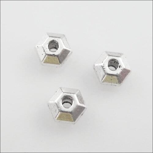 100 New Charms Tibetan Silver Tone Tiny Hexagon Spacer Beads 5mm