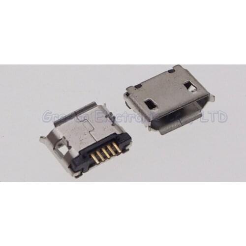 100pcs Micro 5p usb female socket V8 port long pin Two Feet phone charging port plug