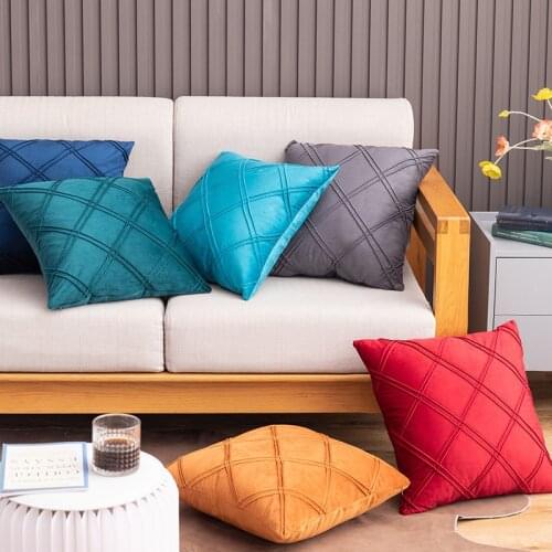 Nordic Style Bed Pillowcover Velvet Fabric Throw Cushion Cover Diamond Check Living Room Decoration Sofa Office Pillowcase 40809