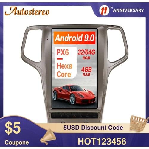 Android 9.0 4+64GB Tesla style Car GPS Navigation For JEEP Grand Cherokee 2010-2019 Head Unit Multimedia Player Auto Radio Tape