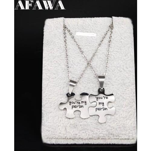 2021 You are My Person Stainless Steel Couple Chain Necklace Men/Women Jigsaw Puzzle Statement Necklace Jewelry joyas N1863S01