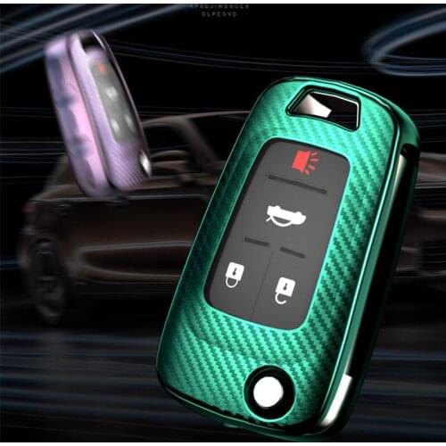 TPU Carbon fiber grain Key Cover Key Case For Buick Chevrolet Cruze Opel Vauxhall Mokka Encore Flip Auto Key Shell