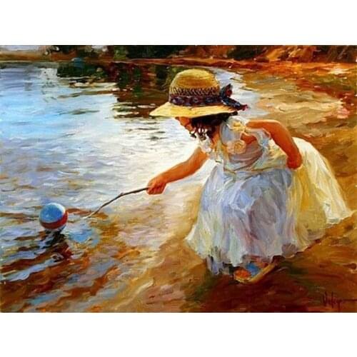 Russian Artist Painting, I am a Child, Little Girl Oil Paintings on Canvas, Home Decor, Wall Artwork, Living Room Wall Painting