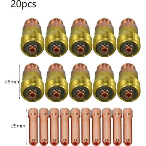 20PCS/Set TIG Stubby Gas Lens Set 17GL332 10N24S 3/32 TIG Collet Kit DB SR WP 17 18 26 Durable Tig Welding Torch Welder Tools