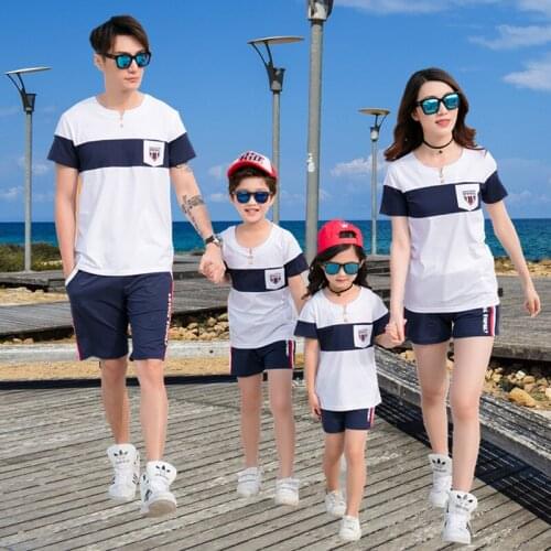 Parent-child OutfitParent-Child Suit Shorts Sleeve Set Color Matching Parent-Child Family Parent-Child Summer Clothes For Boys