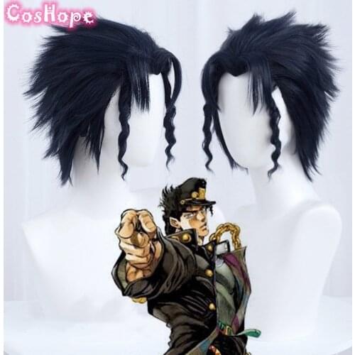 Kujo Jotaro Cosplay Jojo Bizarre Adventure Cosplay Men Short Blue Black Wig Cosplay Anime Cosplay Heat Resistant Synthetic Wigs