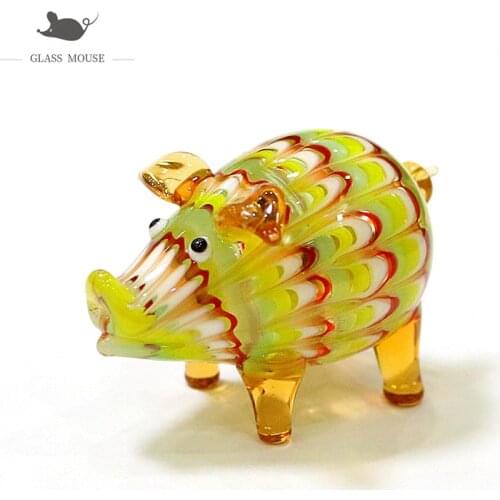 Cute Pig Figurines Miniature Handmade Glass Animal Pet Crafts Ornaments Home Table Decor Creative Childrens Day Gifts For Kids