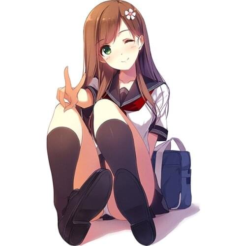 Cute Jk Girl Vinyl Car Stickers Anime Motorcycle Helmet Fine Waterproof Personality Snowboard Decal