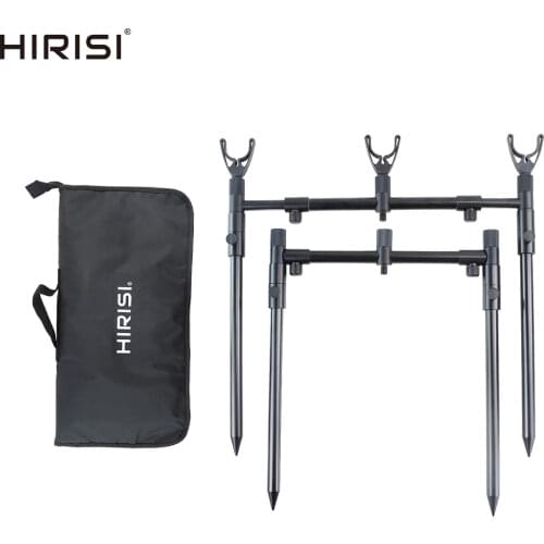 Carp Fishing Bank Stick and Buzz Bar Rod Pod Set with 3 Fishing Rod Rest Head in Carry Bag