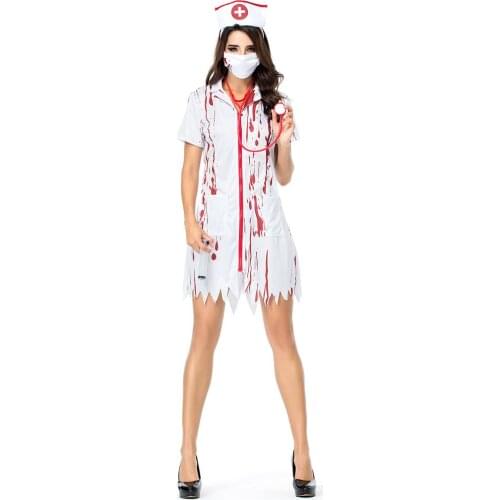Halloween New Ghost Nurse Costume Ghost Festival Bloody Horror White Angel Bloodstained Costume