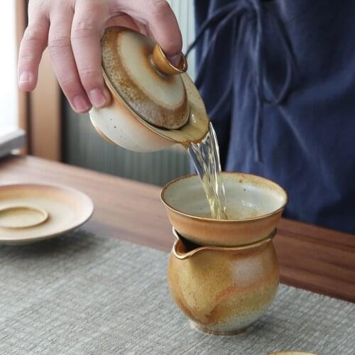 Office Japanese Tea Set Porcelain Minimalist Tea Cup Retro Kung Fu Tea Set Gaiwan Vintage Jogo De Xicaras Ceramic Teaware EF60CJ