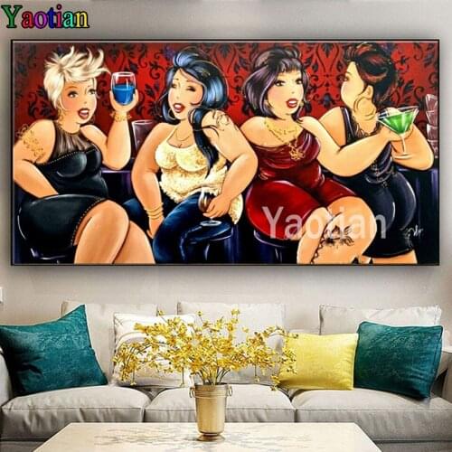 Full Square / Round 5D DIY Diamond Embroidery Fat Ladies Picture Of Rhinestone Diamond Painting Mosaic Home Decor Gift Art