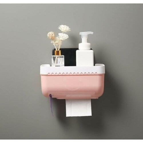 Practical Wall Mounted Toilet Roll Holder Drawer Bathroom Tissue Paper Box Waterproof Rack