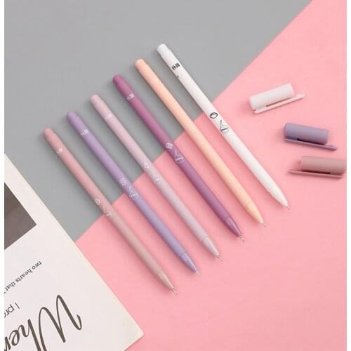 6pcs/set Creative Cute Small Fresh Gel Pen 0.5mm Black Ink Kawaii Quick Drying Neutral Pen Office School Stationery