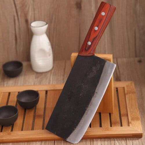 Hand forged kitchen knife Carbon steel knife Meat slicer Chinese ancient craftsmanship Good toughness sharp sharp Tang Knife