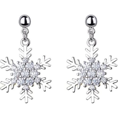 2021 New Fashion Rhinestone Crystal Stars Earring Cute Winter Snowflake Earrings Fine Jewelry For Women
