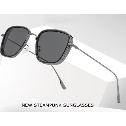 New Steampunk Sunglasses Fashion Men Women Brand Designer Vintage Square Metal Frame Sun Glasses UV400 Eyewear sunglasses