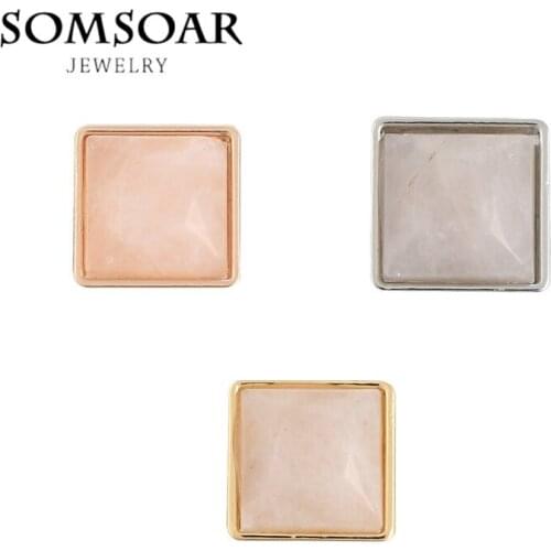 Somsoar Jewelry Square Natural PYRAMID WISHING STONE Slide Charms for Leather Wrap Bracelets Necklace 10pcs/lot
