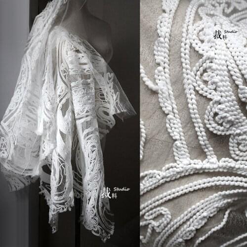 Texture pattern embroidery yarn wool woven mesh designer fabric for patchwork bazin riche getzner tissus telas por metros