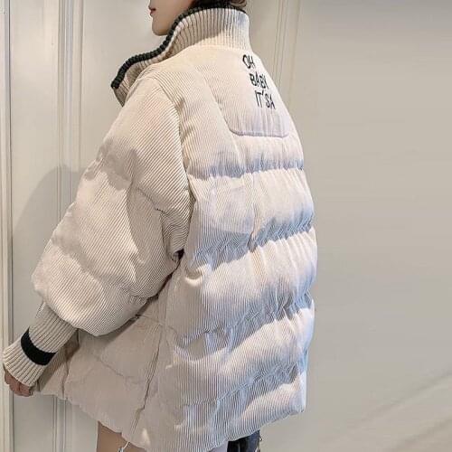 Cotton Padded Corduroy Jacket Women Loose Winter Women Streetwear Cotton Padded Winter Warm Coat Winter White Winter Overcoat