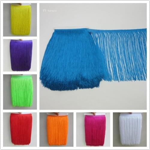 YY-tesco 10Yards 30cm Wide Lace Fringe Trim Tassel Fringe Trimming For DIY Latin Dress Stage Clothes Accessories Lace Ribbon