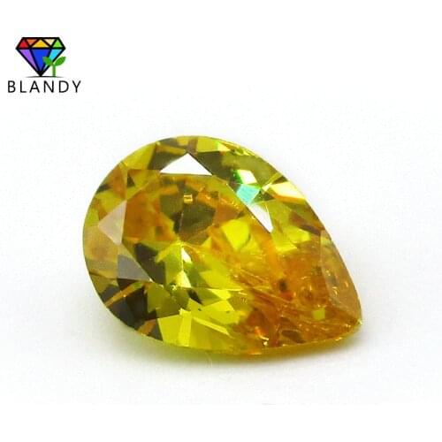 Factory Pirce 2x3~13x18mm 5A Pear Cut Golden CZ Stones Loose Soviet Stone Cubic Zirconia Synthetic Gems For Sale