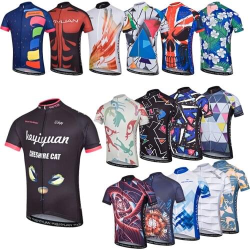 KEYIYUAN Men Cycling Jersey Short Sleeve Summer Road Bike Cycle Tops MTB Shirt Uniforme Ciclismo Hombre Fietskleding Heren