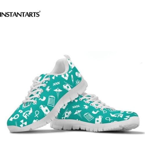 INSTANTARTS Nurse Sneakers Women Casual Flat Shoes Air Mesh Summer Breathable Tenis Walking Flats Cute Woman Shoes Zapatos Mujer
