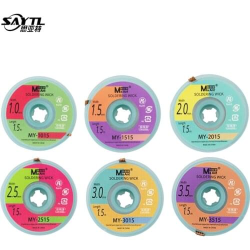 1.0mm 1.5mm 2mm 2.5mm 3mm 3.5mm Width 1.5M Length Welding Wires Desoldering Braid Solder Remover Wick Wire Repair Tool