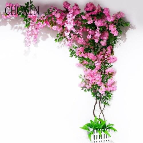 1pc Multi-style artificial flower Cherry blossom branch Home ceiling rattan hotel project landscaping Wedding DIY arch decor