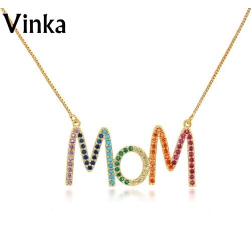 10pcs Wholesale big size mom necklace colorful CZ MOM NECKLACE JEWELRY