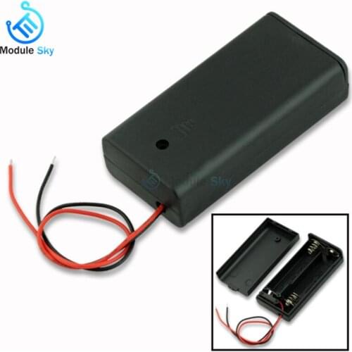 5Pcs 2 Slots AA Battery Storage Case Box Holder ON/OFF Power Switch New 2 AA battery boxes cover with leads