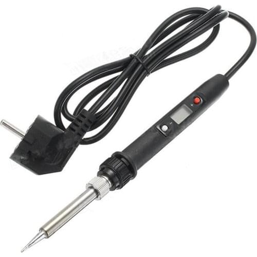 936H 80W 220V LCD Digital Thermostat Adjustable Lead Free Electric Soldering Iron Mini Soldering Station EU Plug(Black)