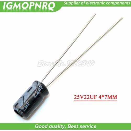 50PCS 25V22UF 4*7mm 22UF 25V 4*7 Aluminum electrolytic capacitor