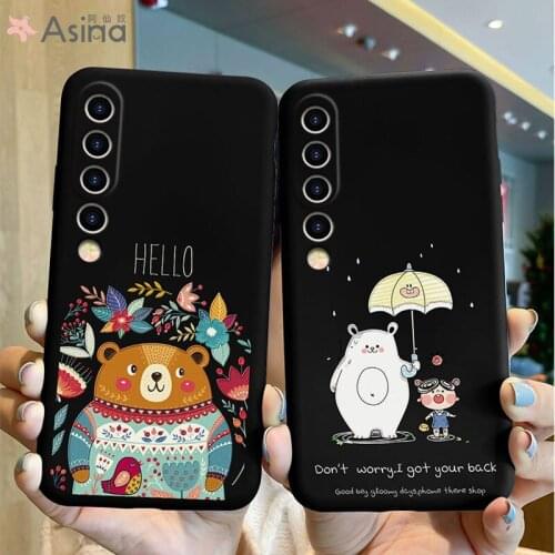 ASINA Cartoon Case For Xiaomi Mi10 11 9 8 Case Official Original Liquid Silicone Case For Xiaomi Redmi Note 10 9 8 7 Case Bear