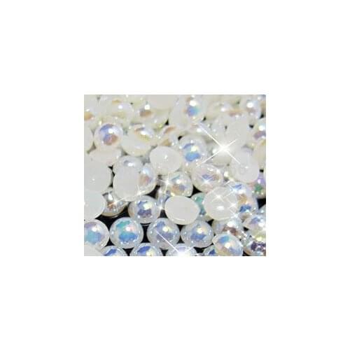 Free shippment 1000pcs/bag 5mm AB Color Glue on Loose Pearl Beads Imitation Flatback Half Round Pearl For DIY phone caseNail Art