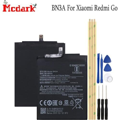 BN3A For Xiaomi Redmi Go Battery Replacement High Quality Large Capacity 2910/3000mAh Back Up Bateria Smart Phone with Tools Set