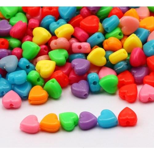 200PCS Acrylic Beads Heart Shaped Mixed Loose Spacers Beads For DIY Handmade Necklace Bracelet Jewelry Making 6MM