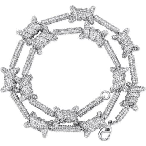 Bling Iced Out Miami Pattern X Knot Necklace Chain Prong Setting AAA Cubic Zircon Fashion Hip Hop Jewelry Gifts