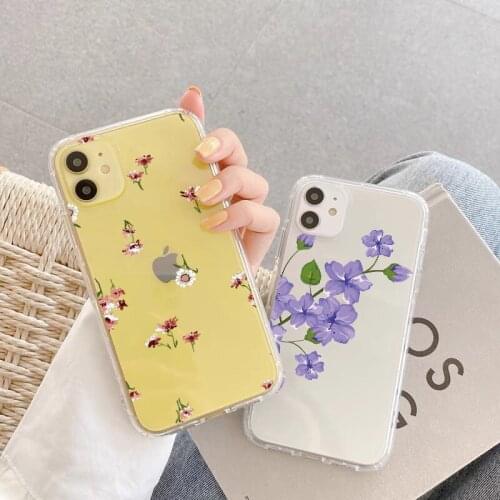 Simple Rose Flower Phone Case For iphone 12 11 Pro Max XR X XS Max 6s 8 7 Plus SE2020 Fashion Floral Leaf Soft Clear Cover Funda