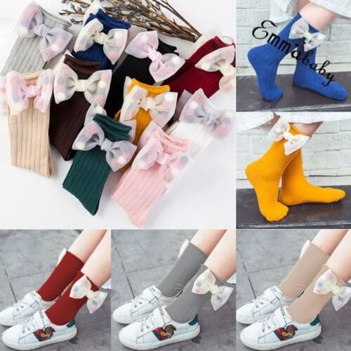 1-8Y New Kid tights Baby Girl Stocking Ruffles Bow Tie Patchwork Dancing Performence Warm Girls Cotton Soft