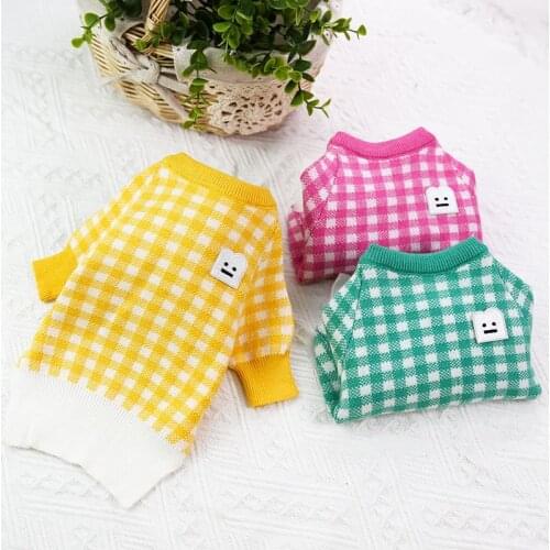 Plaid Dog Sweater Winter Clothes for Small Medium Dogs Pug French Bulldog Puppy Knitted Shirt Crochet Pet Outfits Jersey Perro