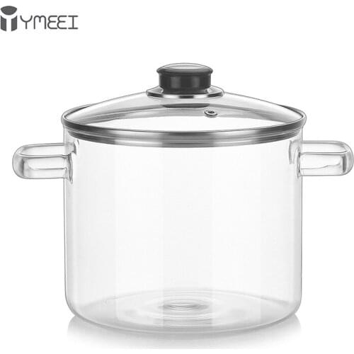 YMEEI Household Glass Soup Pot Transparent Glass Saucepan Bowl Heat-resistant Porridge Pot Instant Noodle Bowl Kitchen Supplies