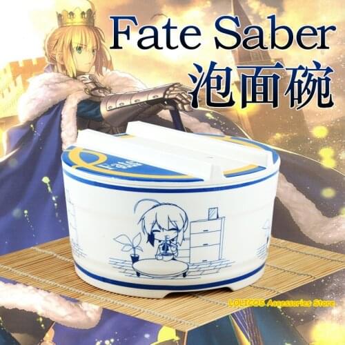 FGO Fate/Stay Night Altria Pendragon Saber Instant Noodle Bowl Tableware Anti-Scalding Lunch Box With Spoon Chopsticks Cosplay
