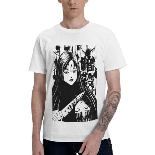 Junji Ito Uzumaki T-shirt Men Graphic T Shirt Short Sleeve Cotton Japanese Horror Manga Tomie Kawakami Tshirt Unique Tees Tops