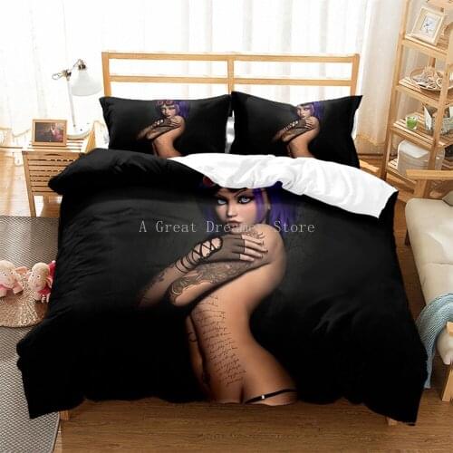 Fashion African Sexy Girl Bedding Set Queen For Gilrs Kids Cute Princess Duvet Cover Black Girls With Pillowcases Custom