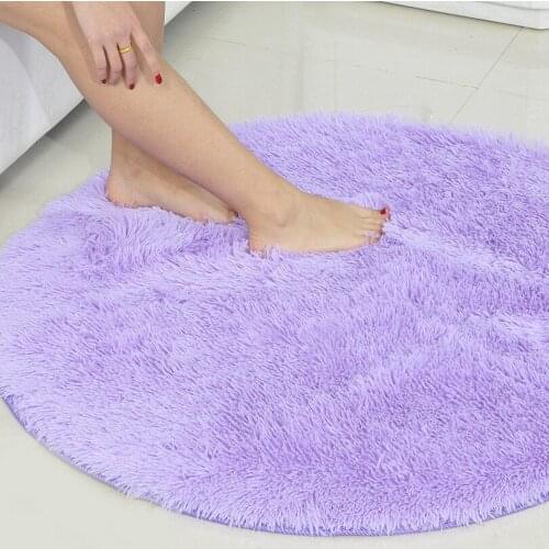 Fluffy Round Rug Carpets Solid Chair Mat Area Rug For Children Bedroom Rugs Yoga Mats Doormat Silky Carpet For Living Room